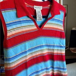 White Stag Vibrant Red and Blue Striped Top